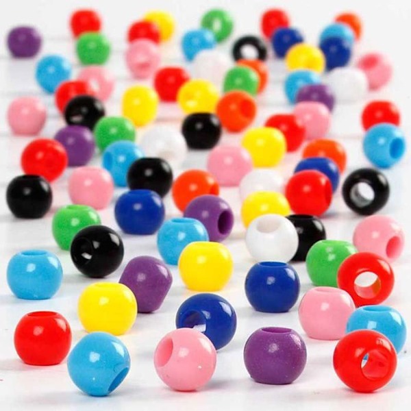 Runda plastpärlor - Ej specificerat - ref 618310 - Stort hål - 10 färger - Blandad 10 olika färger