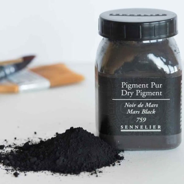 Pigment - Noir de Mars - Burk 200 ml - Rent pulver - Tillverkning av färg - Svart färg Black of Mars