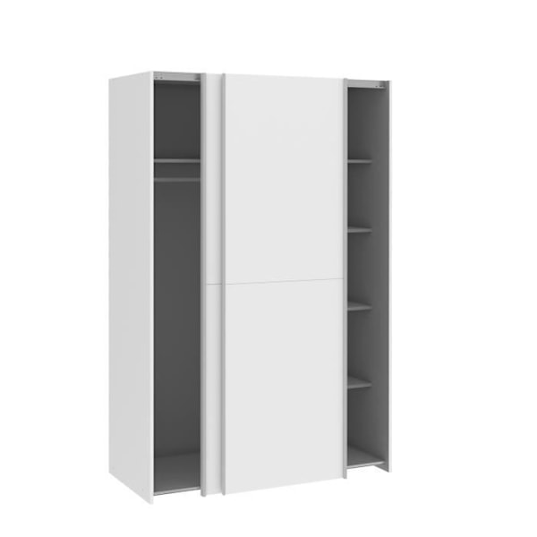 Garderobe med 2 skydelåger - Mat hvid - L 120 x D 61,2 x H 190,5 cm - OZZULA Matt vit