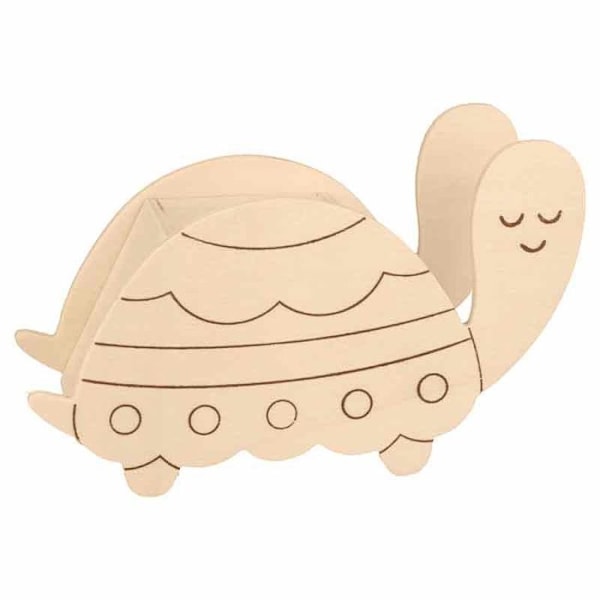 Skildpadde sparegris i træ - 18,5 x 7 x 13 cm Beige