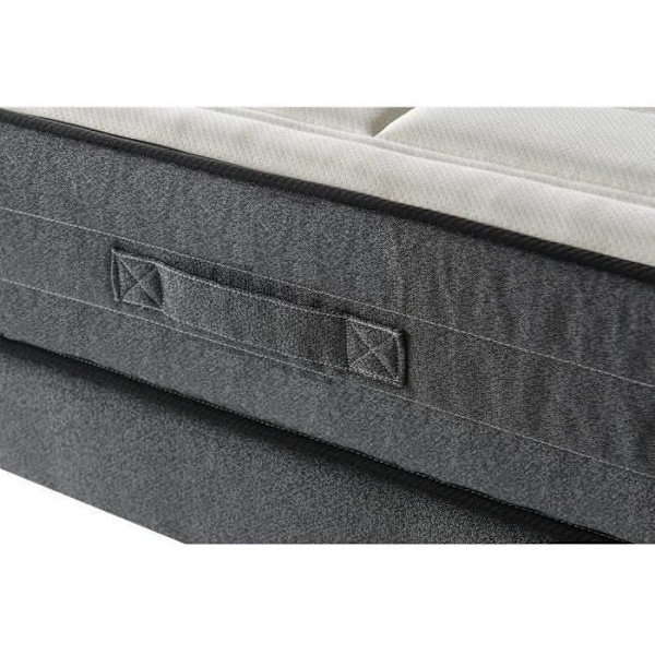Patja + jousisarja 140x190 cm - Muistivaahto - 28cm - 5 vyöhykettä - Kiinteä - DEKO DREAM Hôtel Premium Lux Vit och mörkgrå