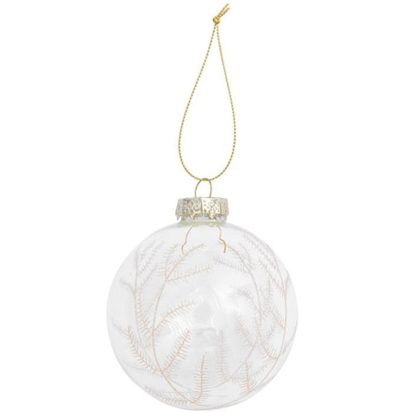 Kultainen saniainen lasi joulupallo Ø 8 cm Transparent