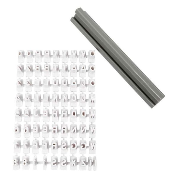 83 kumitampoonia Aakkoset ja numerot 6 mm Vit