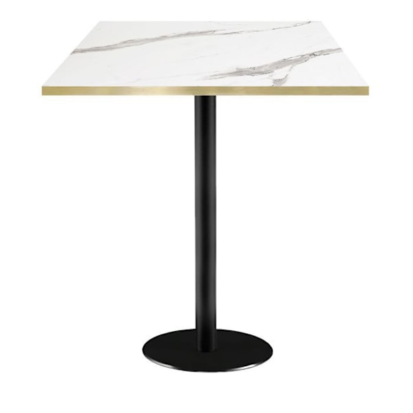 Højt bord 70 x 70 cm - Rom model hvid marmor med messingkanter Vit