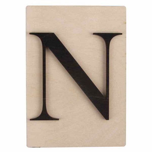 Dekorative træbogstaver - Ikke specificeret - N - 14,9 x 10,5 cm - Sort - Indendørs Svart