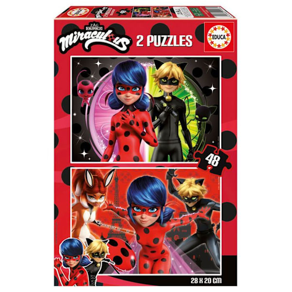 2x48 bitars pussel Educa Borras Miraculous Ladybug mångfärgad