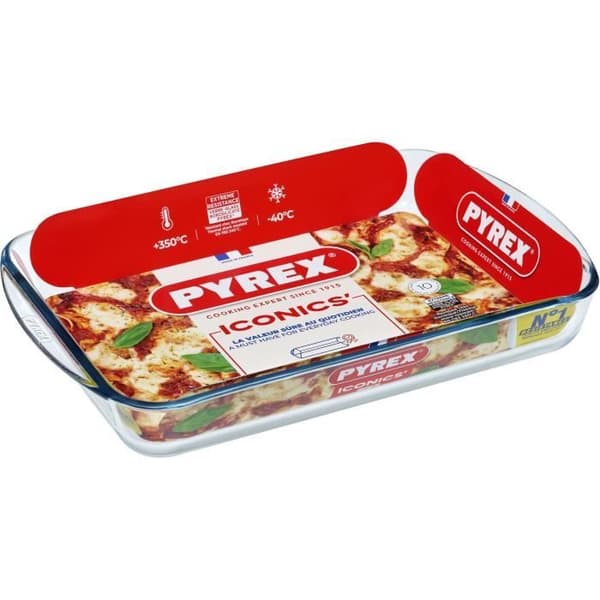 Lasagneform - PYREX - 1450033 - Rektangulär - I borosilikatglas - 40 x 27 cm TRANSPARENT