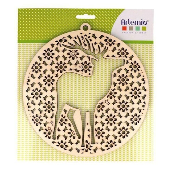 Puu-medaillon - Artemio - Sumuiset talvijuhlat - Hirvimotiivi - 20 cm - Personoitavissa Beige