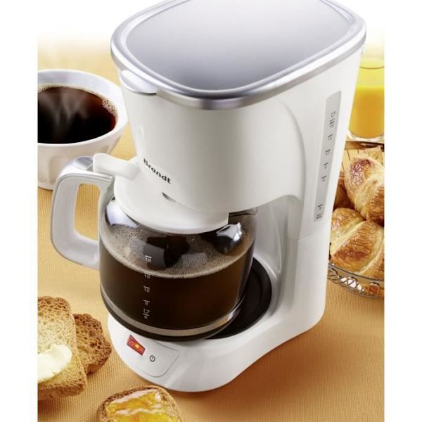 Elektrisk kaffemaskine - BRANDT - CAF1318S - Hvid og sølv - 1,8 L - 1100 W - 18 kopper Vitt och Silver