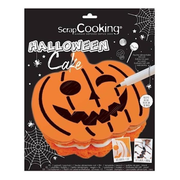 Halloween Cake Box - SCRAPCOOKING - En tårta - Vit - 25 cm - Ja - Ja - Plast orange, svart