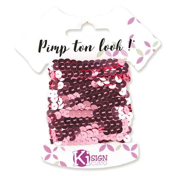Rosa indisk paljettband 6m bredd 6 mm Indisk ros