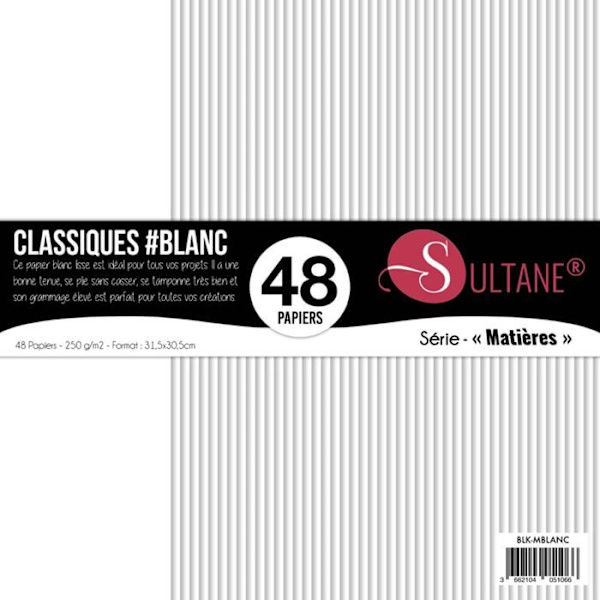 48 Scrapbooking-papper Vit - 300g/m2 - H : 30,5 cm Vit