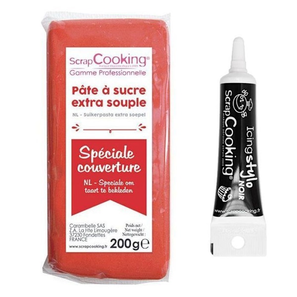Sokerimassa - ScrapCooking - Punainen - 200 g - Gluteniton - Helppo levittää Röd