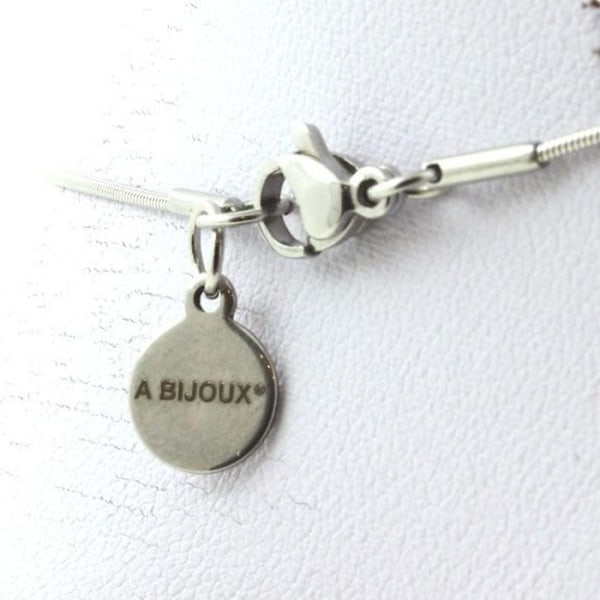 Collier - ABIJOUX - Emeraude fra Zambia - 3 perler 8 mm - Rustfrit stål - Justerbar længde Grön