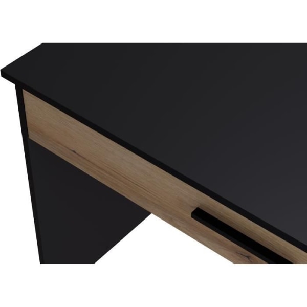 Stort lådskrivbord - Svart och ek dekor - L 110 x D 56 x H 81,5 cm
