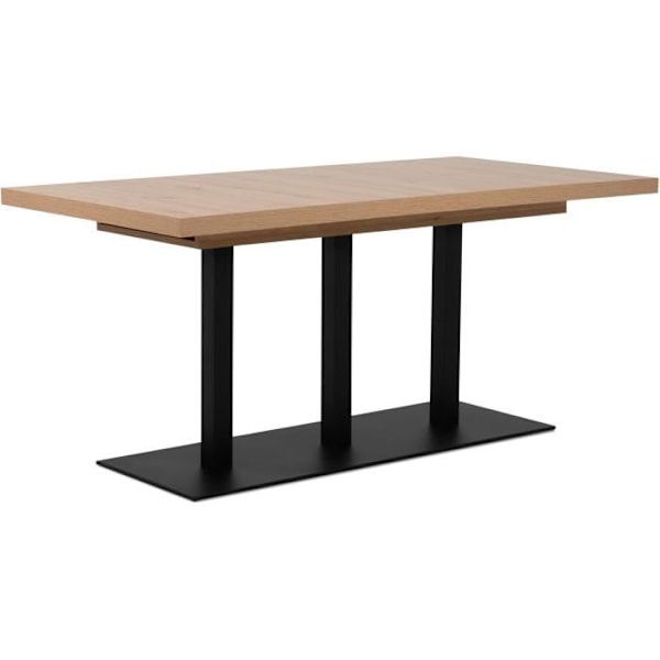 QUADRATO udtrækkeligt spisebord - 8 til 12 personer - Eg og sort melamin - L160-240 x H75 x D80 cm Artisan Ek / Svart