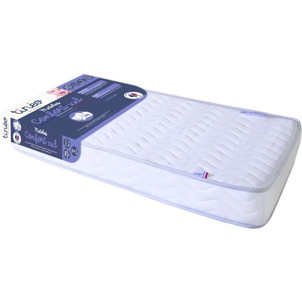Vauvan Patja Bébé Confort XXL TINEO 60x120x15cm - Ilman Käsittelyä - Valmistettu Ranskassa - 2 Vuoden Takuu Vit