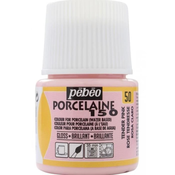 Blank vattenbaserad färg för porslin - Tender rosa - 45 ml