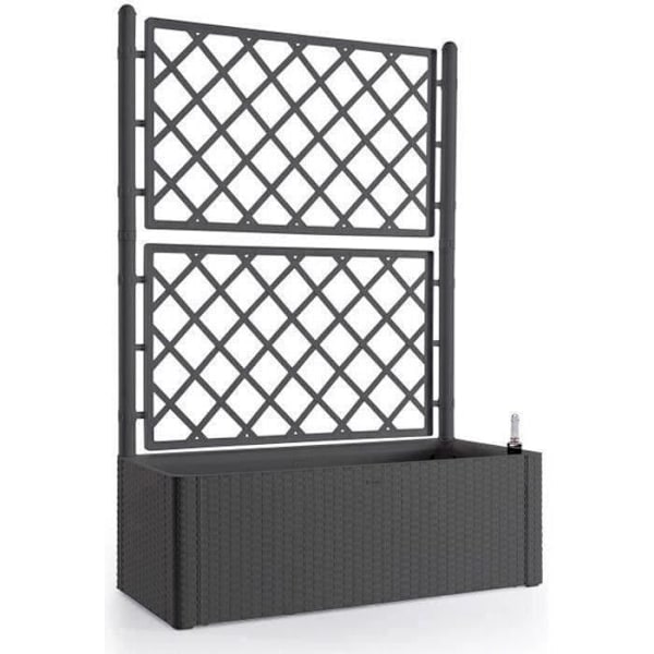 STEFANPLAST Natural Deluxe rektangulær blomsterkasse med espalier - 100 x 43 x H 142 cm - 90 + 6,5 L i reserve - Antracit Antracit