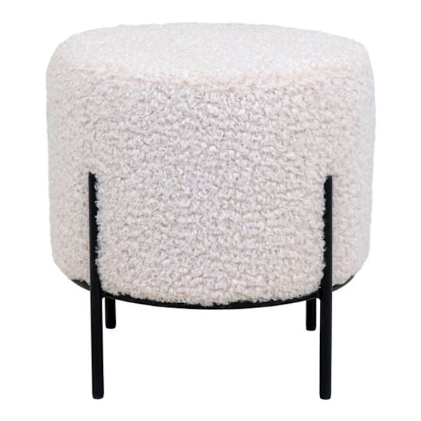 Alford Pouf, taburett, imitation fårskinn, vit. Vit