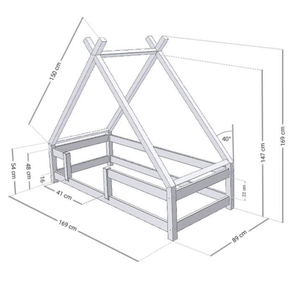 Barnhyttsäng - GENERIC - TAHUKA - Massivt trä - Grön - Med lådor Grön