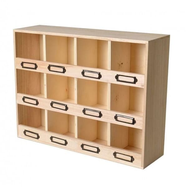 2 træopbevaringskasser 12 pladser beige