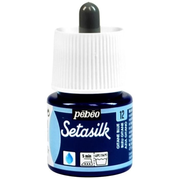 Tekstilmaling - Pébéo - SetaSilk - 45 ml - Blå Gitane - Til voksne og blandede Bleu Gitane
