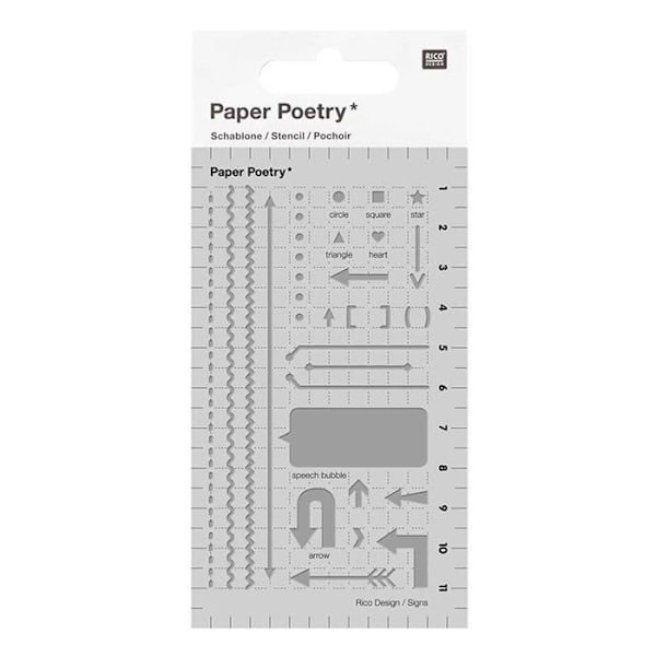 Bullet journal stencil pile og former 12 x 7 cm Transparent