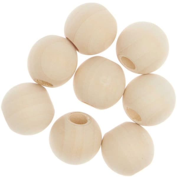 8 pyöreää makrameehelmeä - luonnonpuuta - 25 mm brun