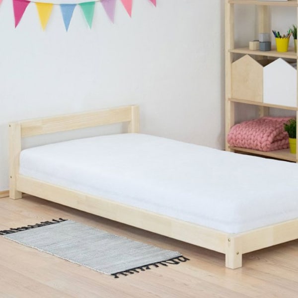 Säng i trä - Benlemi - DRÖMMANDE - 90x160cm - 1 plats - Obehandlad Beige