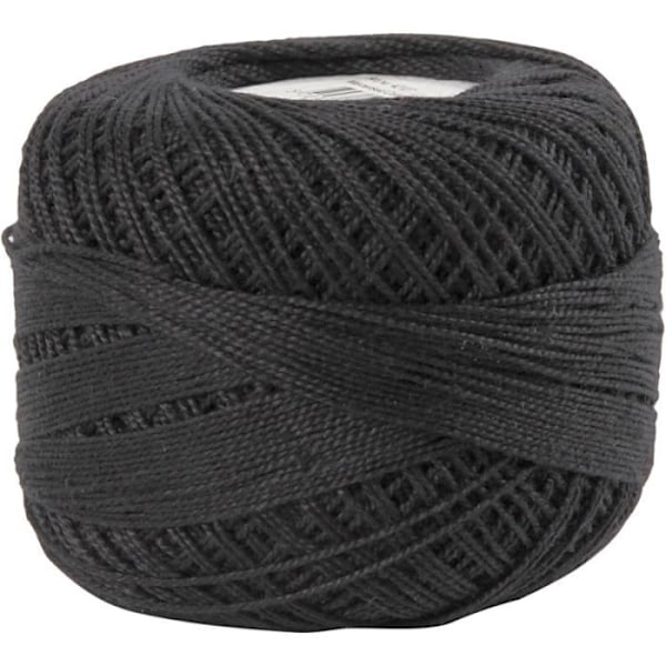 Merceriseret bomuldsyr - Creotime - Sort - 20 g - 125 m - 100% bomuld sort