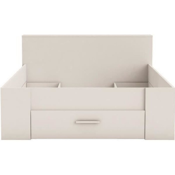 DEMEYERE Moderne perlehvid voksenseng + sengegavl - L 160 x L 200 cm - OXYGEN Pärlvit
