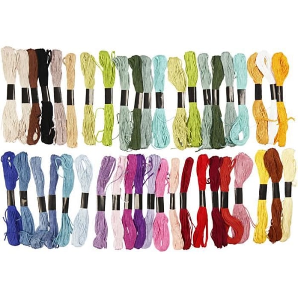 Broderigarn - Ej specificerat - 6 trådar - 100% merceriserat bomull - Flerfärgad - 42 färger Flerfärgad