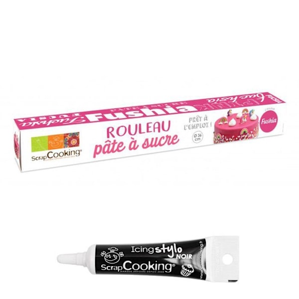 Sokeritahnarulla Fuksia 430 g + Musta kuorrutuskynä