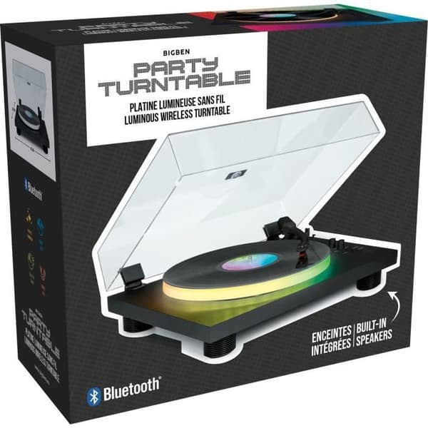 Tourne-disque BIGBEN INTERACTIVE PARTYBTTDLIGHT - Lysplade - Remtetræk - Bluetooth - Lysanimaer Svart