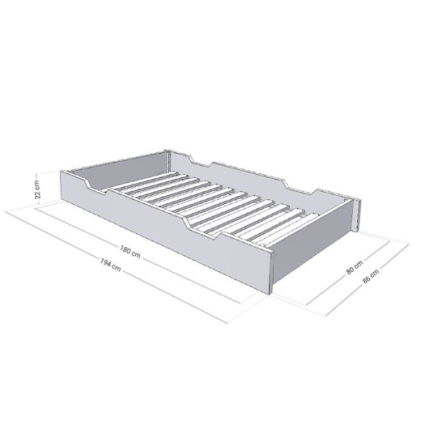 Sengskuffe - BENLEMI - BUDDY - Grå - 80x200 cm - Ekstra opbevaring Grå