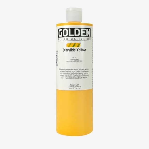 Golden : Flydende akrylmaling : 473ml (16oz) : Diarylide Gul