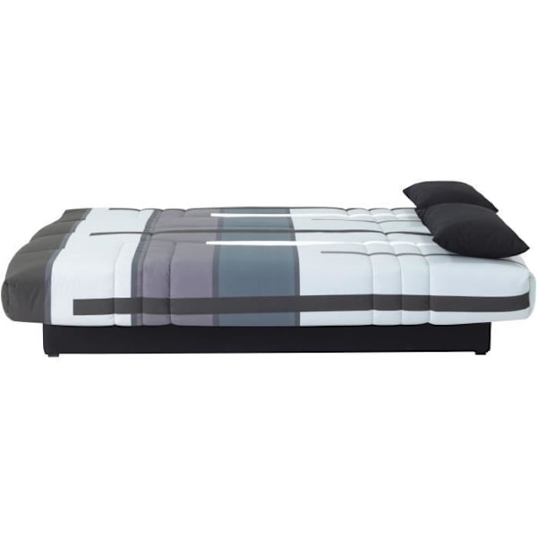 Clic clac 3 steder DREAM - 100% bomuldsstof med Grey Track print - Seng 125x190 cm - L190 x D92 x H96 cm Grå landningsbana tryck