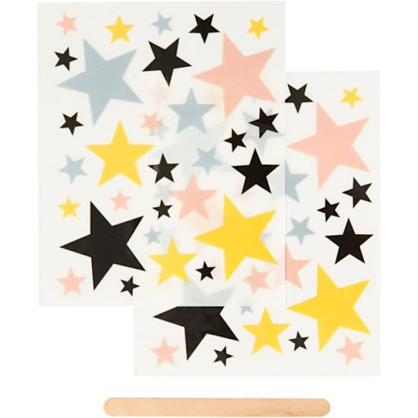 Decals - Stjerner - 2 ark á 12,2 x 15,3 cm Flerfärgad