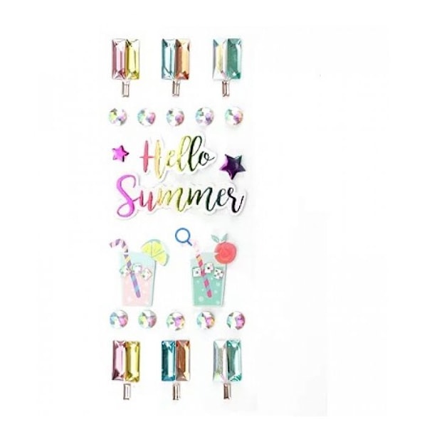 22 tarraa ja strassikiviä "Graine Créative" Hello Summer Flerfärgad