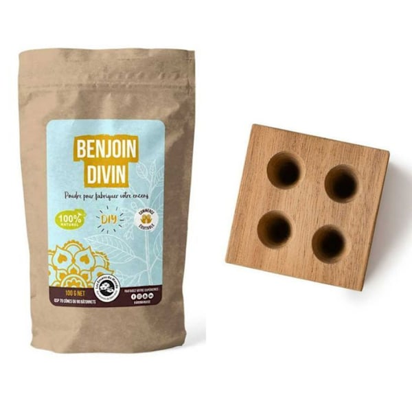 DIY røgelse - Træform til 4 kogler + Divine Benzoin Powder kastanj
