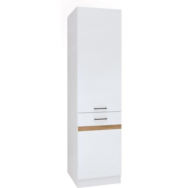 JUNONA Køkkensøjle 2 låger venstre åbning - L 50 x H 196 x D 46 cm - Blank hvid Vit, Blankvit, Golden Craftsman Oak
