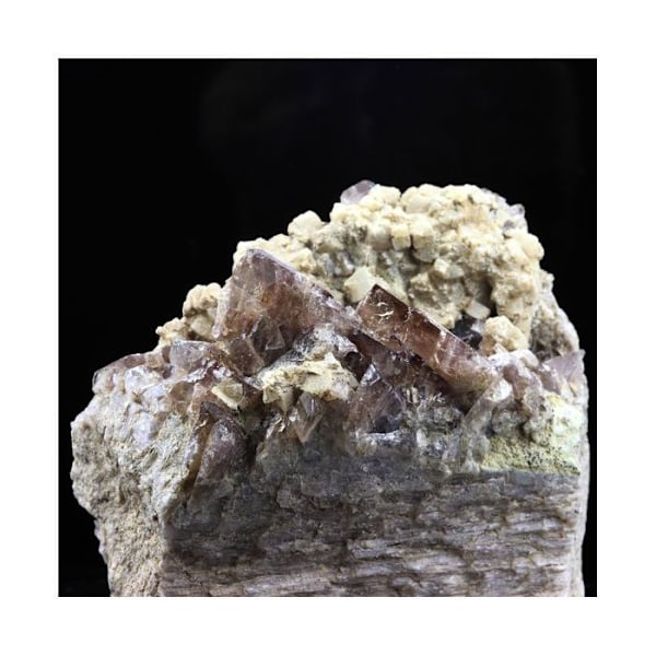 Stenar och mineraler. Axinit + Prehnit. 763,5 cent. Chamrousse, Belledonne, Isère, Frankrike.