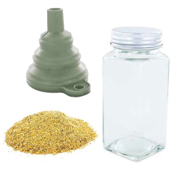 Maustejauhepullo + suppilo + jauhettu sarviapila 35 g
