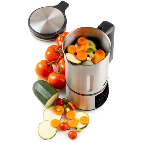 DOMO opvarmet blender - Rustfrit stål - 1,2 L - 6 programmer - 800 Watt - DO727BL
