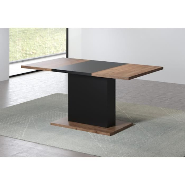 KENDO spisebord til 6 personer - Rav eg og matsort melamin - L160 x D80 x H76 cm - TRENDTEAM Bärnstensfärgad ek och mattsvart
