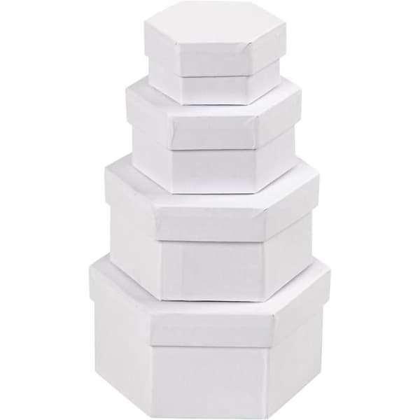 Hexagonala vita kartonger - Set med 4 delar - Ref 264070 Vit