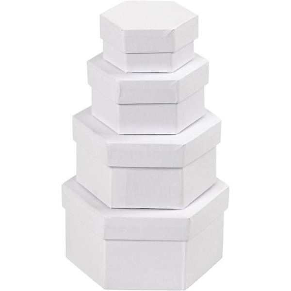 Hvide hexagonale papkasser - Sæt med 4 dele - Ref. 264070 Vit