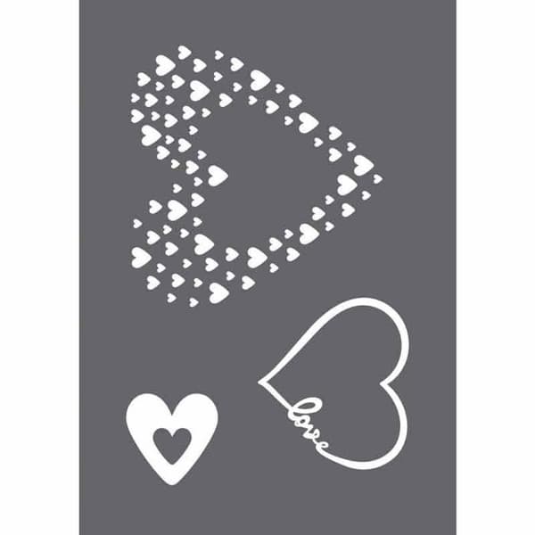 "Love" A5 screentryckstencil, 1 stencil + 1 spatel, Transparent
