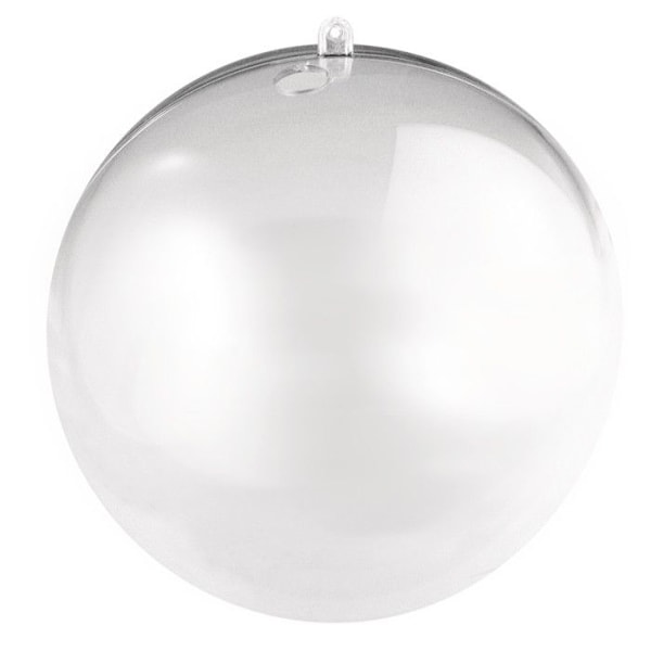 Plastikbold, 2 dele, 12cm ø, krystal, med hul 15 mm til LED-lichtring.
